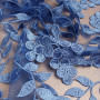 Ткань блузочная сетка с синей вышивкой