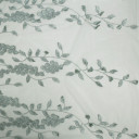 Ткань блузочная сетка мятного цвета с вышивкой