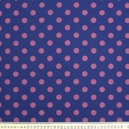Футер, ткань синего цвета в горошек