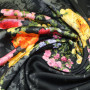 Ткань искусственный шелк черного цвета с мелкими цветами