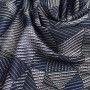 Ткань искусственный шелк синего цвета с геометрическим принтом