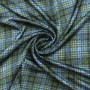 Ткань искусственный шелк с зелено-голубым с геометрическим принтом