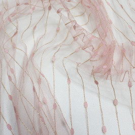 Ткань сетка жаккард пудрового цвета