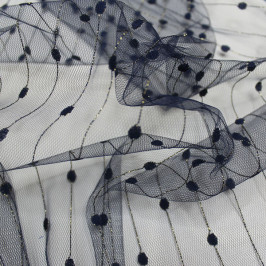 Ткань сетка, жаккард темно-синего цвета