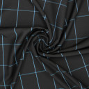 Ткань костюмная черного цвета в синюю клетку