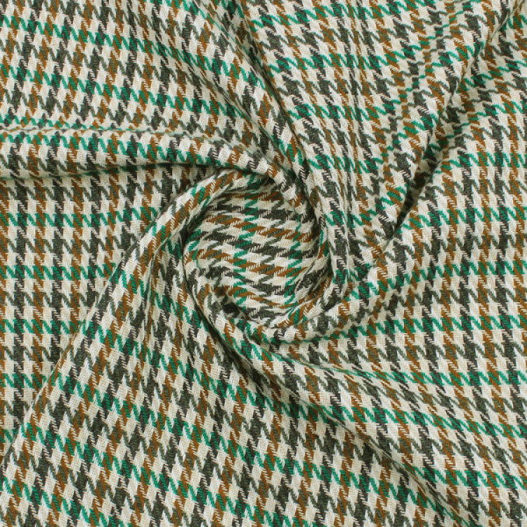 Костюмная ткань с зелено-бежевым принтом, Италия