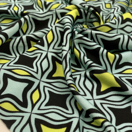 Трикотажная ткань с сине-желтым принтом, Италия