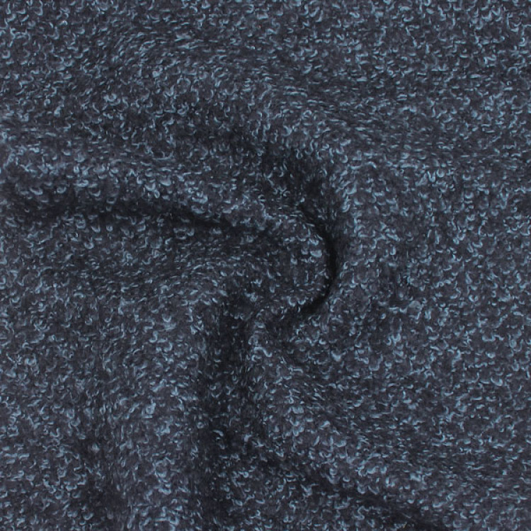 Пальтовая ткань, букле, черно-синий цвет