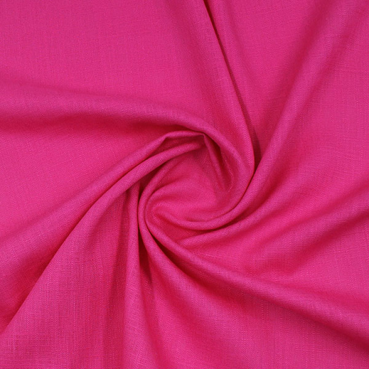 Ткань плательная неоново-розового цвета с добавлением льна