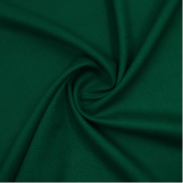 Ткань плательная насыщенного зеленого цвета с добавлением льна