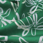 Ткань лен вискоза зеленого цвета с белыми цветами 