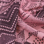 Ткань лен розового цвета с принтом
