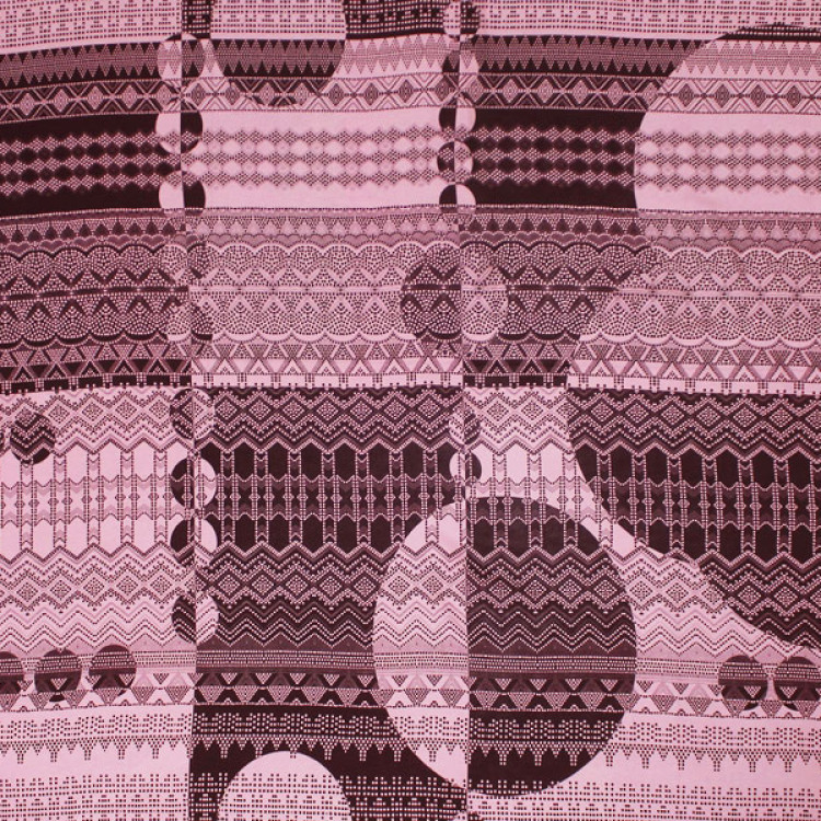 Ткань лен розового цвета с принтом