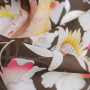 Ткань вискоза шифон коричневого цвета с цветами