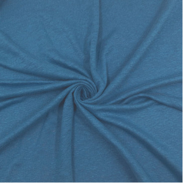 Ткань трикотаж-лен синего цвета