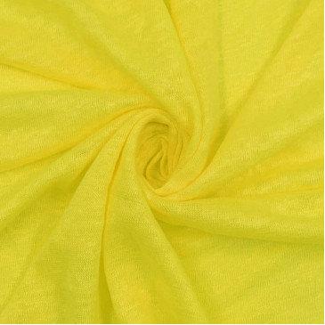 Ткань трикотаж лен лимонного цвета