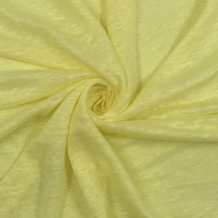 Ткань трикотаж лен светло-лимонного цвета