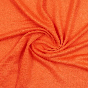 Ткань трикотаж-лен оранжевого цвета