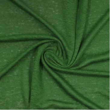 Ткань трикотаж-лен зеленого цвета