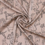 Ткань искусственный шелк в бежево-розовом с животными 
