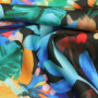Ткань искусственный шелк с голубыми цветами