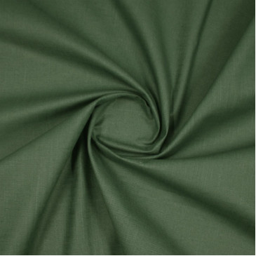 Ткань плательная темно-зеленого цвета с добавлением льна