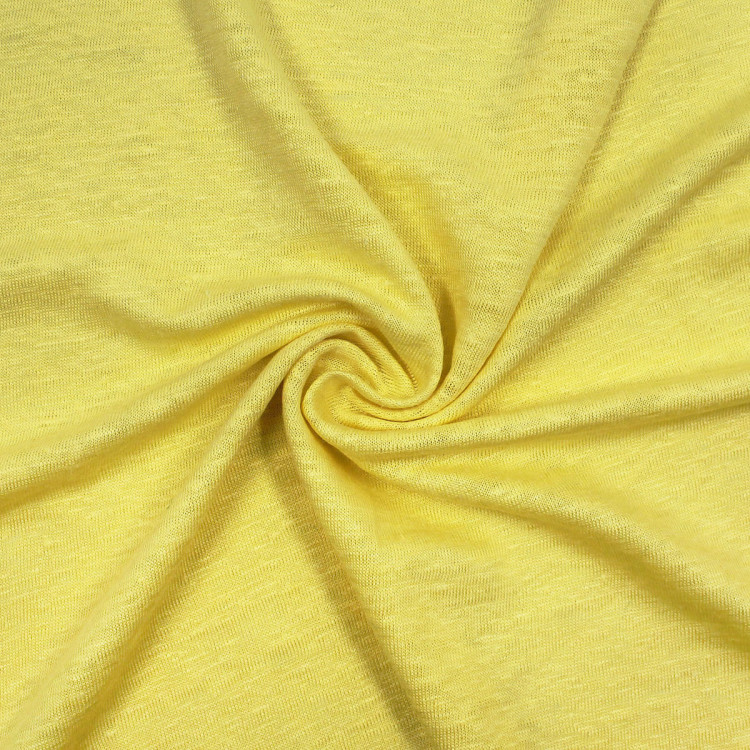Ткань трикотаж-лен неоново-желтого цвета