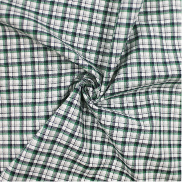 Ткань плательная фланель в бело-зеленую клетку