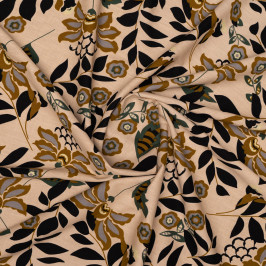 Ткань плательная кремового цвета с цветочным узором Ткань плательная кремового цвета с цветочным узором