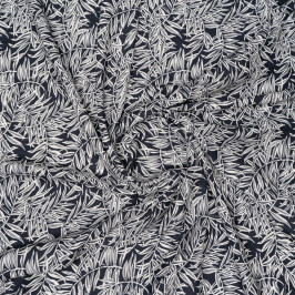 Ткань плательная темно-синего цвета с белым принтом