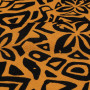Ткань плательная оранжевого цвета с черным принтом