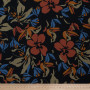 Ткань крепдешин черного цвета с бежево-сине-коричневым принтом