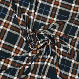 Ткань вискоза, твил, синий цвет в клетку