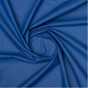 Ткань плательная синего цвета с добавлением льна