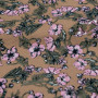 Ткань вискоза твил бежевого цвета с розовыми цветами