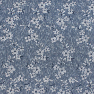 Джинсовая ткань, серо-синий цвет с цветами