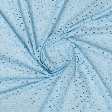 Ткань блузочная нежно голубого цвета вышивка