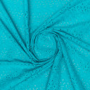 Ткань блузочная ярко-бирюзового цвета вышивка