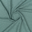 Ткань муслин зеленого цвета с вышивкой, 100% хлопок