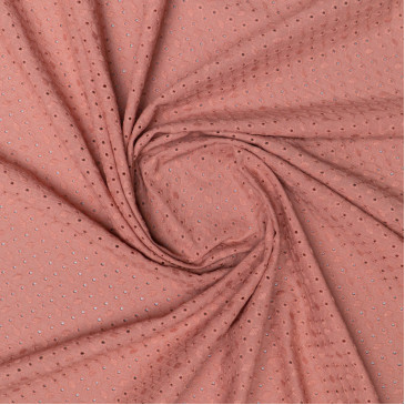 Ткань блузочная розово-персикового цвета с вышивкой