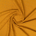 Ткань муслин горчичного цвета с вышивкой