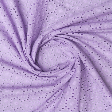 Ткань блузочная сиреневого цвета с вышивкой