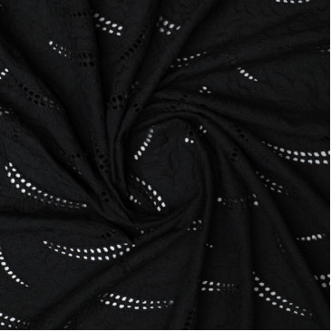 Ткань блузочная черного цвета вышивка