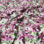 Ткань лен вискоза белая с фиолетовыми цветами 