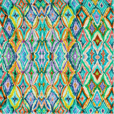 Ткань вискоза сатин разноцветная с геометрическим узором