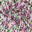 Ткань лен вискоза белая с фиолетовыми цветами 