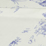 Ткань вискоза сатин белого цвета с синим анималистичным принтом