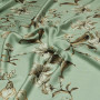 Ткань вискоза сатин мятная с белыми цветами