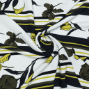 Ткань плательная белого цвета с черно-желтым принтом