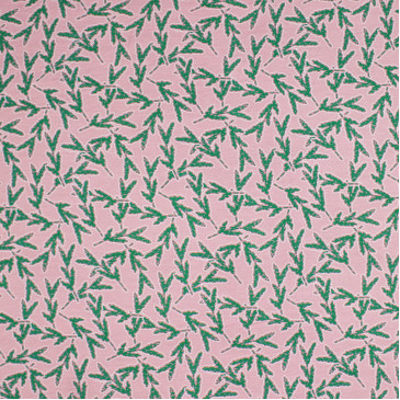 Вискоза розового цвета с зеленым принтом